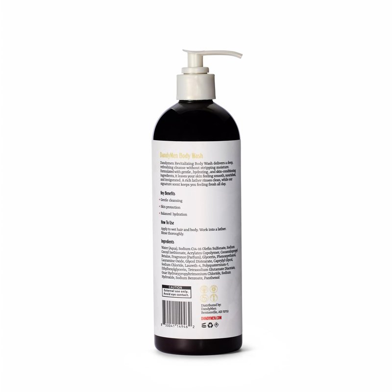 DandyMen Men's Body Wash - Obsidian Cardamom - Deep Cleansing Shower Gel with Vitamin B5 - Hydrating Daily Wash, 16 oz, 1-Pack