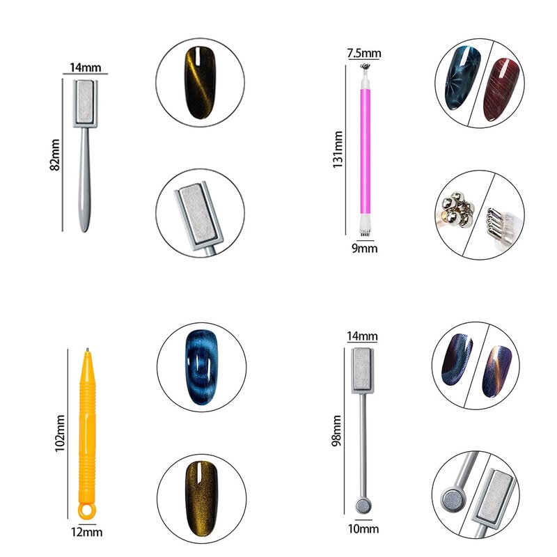 Cat Eye Nail Magnet Tools - 8-Piece Double-Head Set for 3D Nail Art | Multi-Function Design