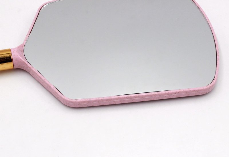 Eaoundm Hand Held Mirror with Handle, with Hook Hole for Bathroom and Bedroom, Barbers Haircut Mirror for Home and Salon (6 W X13 L inchs, Pink)