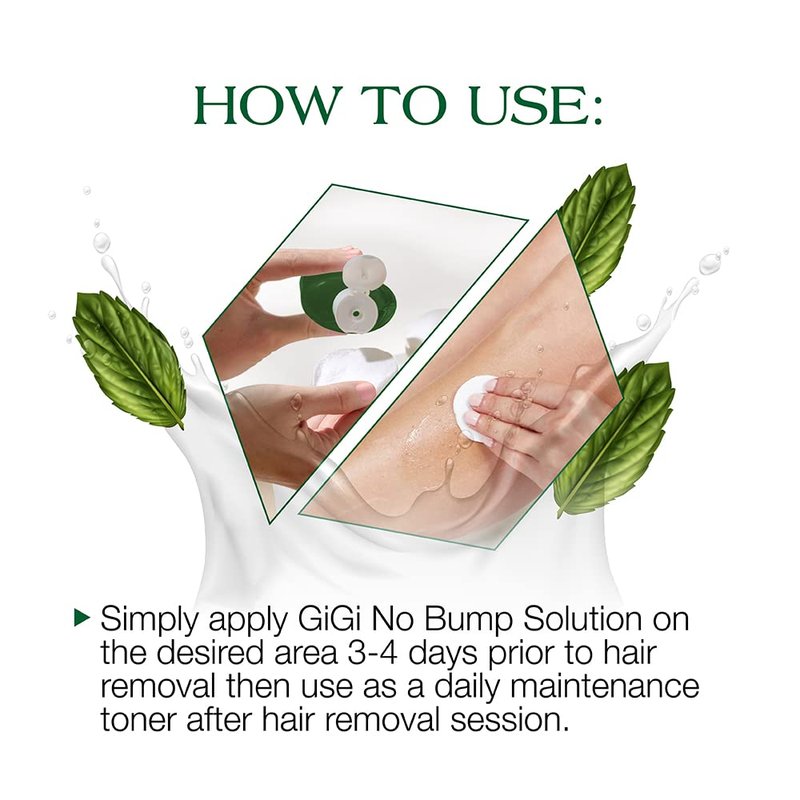 GIGI No Bump Skin-Smoothing Topical Solution, Helps Prevent Razor Burns, Hair Bumps, and Ingrown Hair After Waxing or Shaving, Soothes and Calms Skin, Suitable for Men and Women, 4 fl oz - 1 Pack