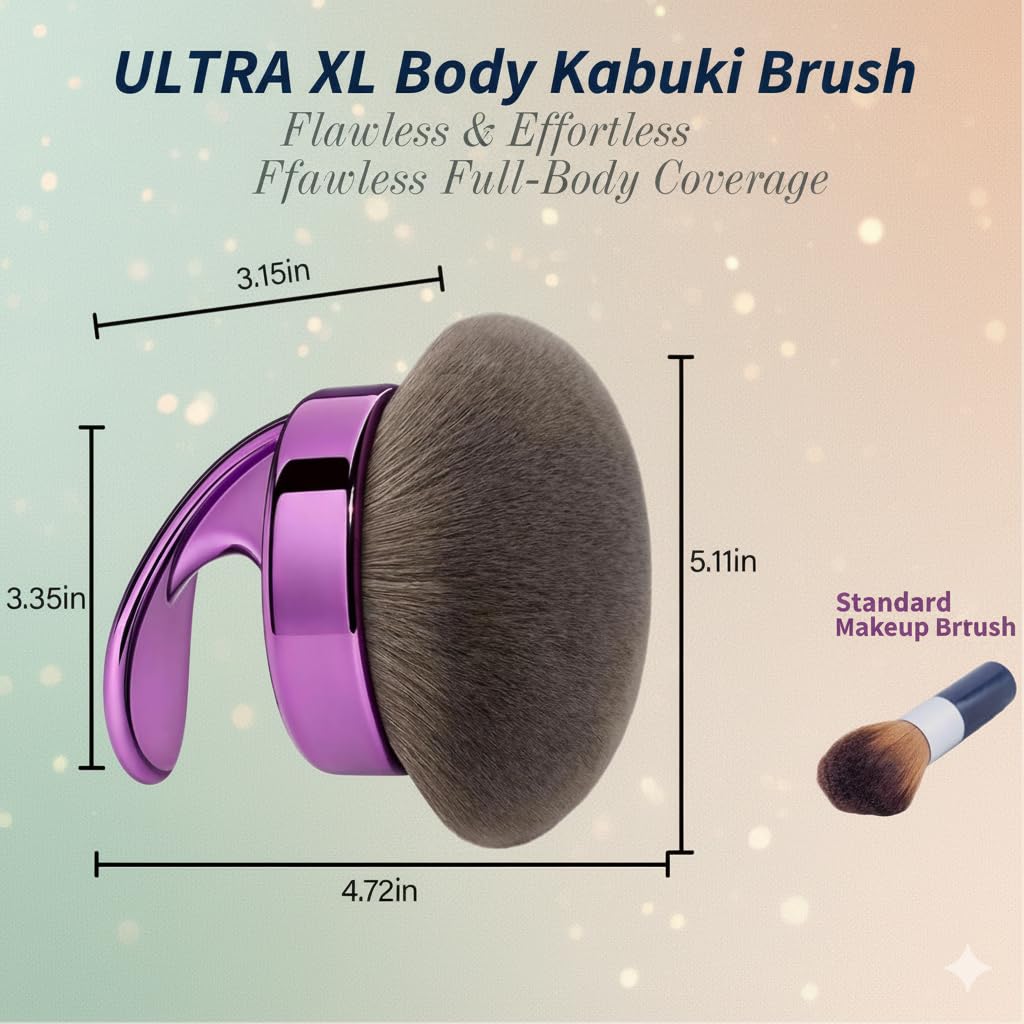 WendMart Body Makeup Brush – Extra Large Kabuki Applicator for Self Tanner, Bronzer & Foundation – Flawless, Streak-Free Airbrushed Finish – Vegan, Charcoal-Infused Bristles