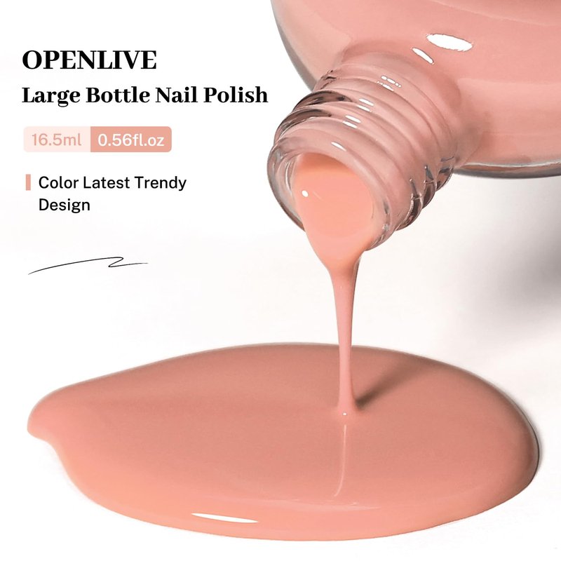OpenLive 16.5ml Jelly Nude Pink Nail Polish Large Volume Quick Dry Nail Polish, Long Lasting Shine, Fingernail Toenail Nail Art DIY Home Travel Nail Art Gift