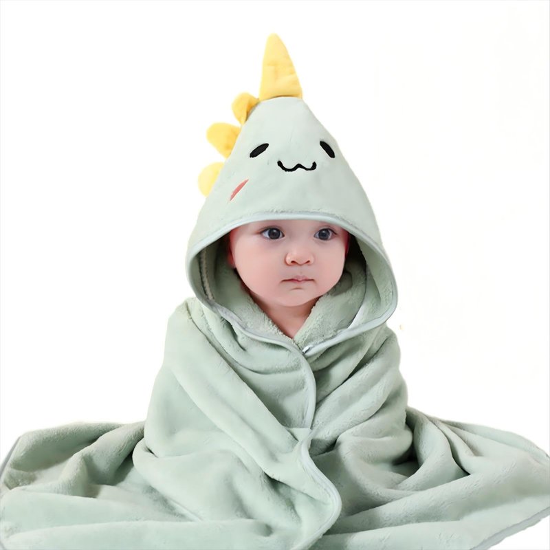 Gucilulu Hooded Baby Towel - Premium Soft Bath Towel for Baby, Newborn,Infant - Ultra Absorbent,Natural Baby Stuff Towel, Soft Coral Velvet Coral Fleece Bath Towel for Boys and Girls (Happy Dinosaur)