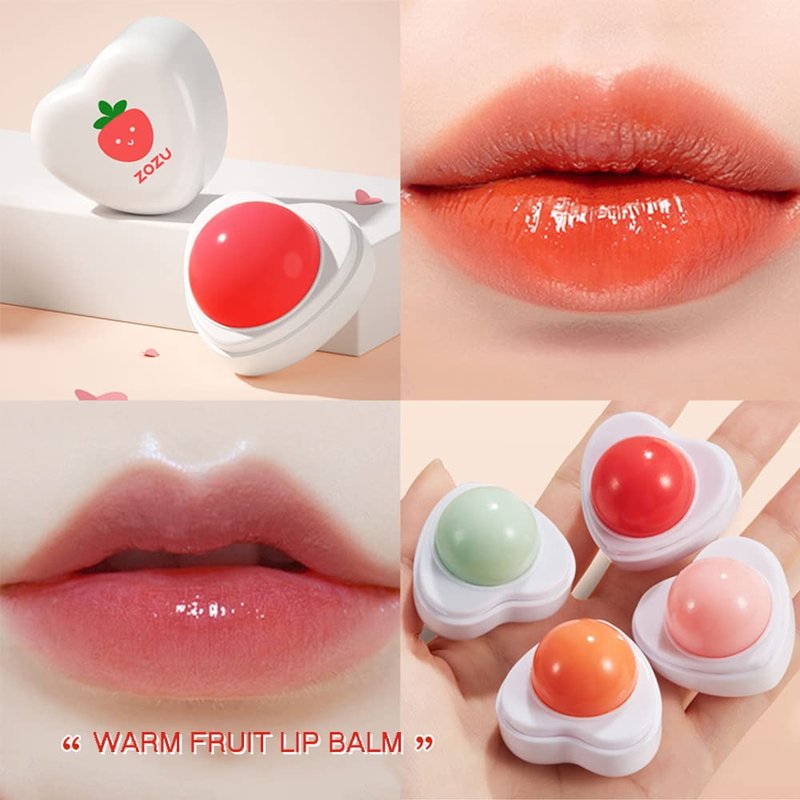 4Pcs Fruit Lip Balm Set - Natural Organic Lipsticks, Long Lasting Nutritious Moisturizer, Citrus, Peach, Strawberry, Cantaloupe Flavors