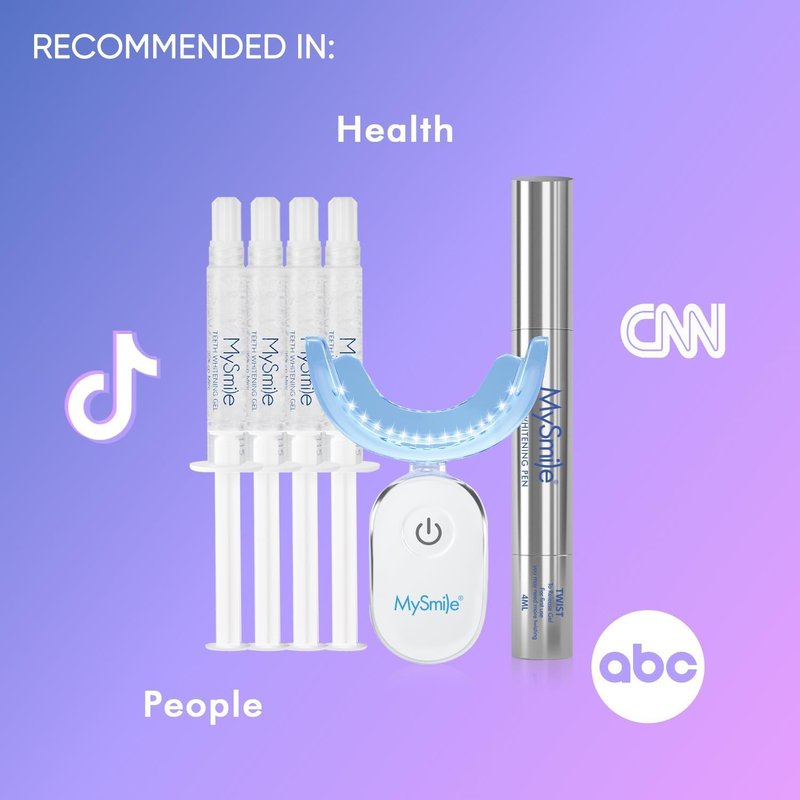 MySmile Teeth Whitening Kit - 10 Min LED Light Treatment with 35% Carbamide Peroxide | Removes Coffee, Soda, & Wine Stains