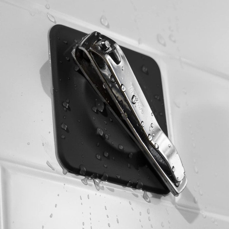 TOOLETRIES The 4-in-1 Tile Series - Secure Holders, Silicone Toiletry Organizer, Shower & Bathroom Accessory - Features Silicone-Grip Technology, Removable & Reusable - Charcoal