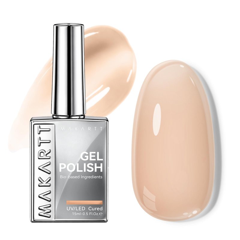 Makartt Jelly Nude Gel Nail Polish: 15ML Hema-Free Neutral Cashmere Nude Nail Polish Sheer Translucent Effect Soak Off UV LED Nail Art Manicure DIY Home Salon Gift for Women