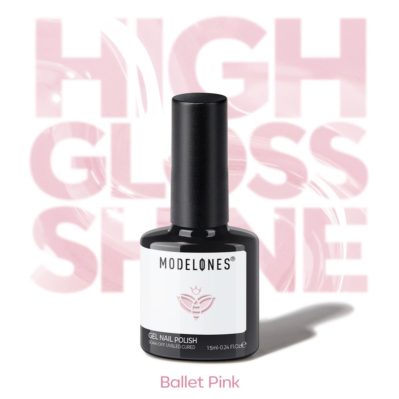 modelones Pink Gel Polish Summer Pastel Light Baby Pink Gel Nail Polish Soak Off Nail Art Manicure Nails Home DIY Salon 15 ML