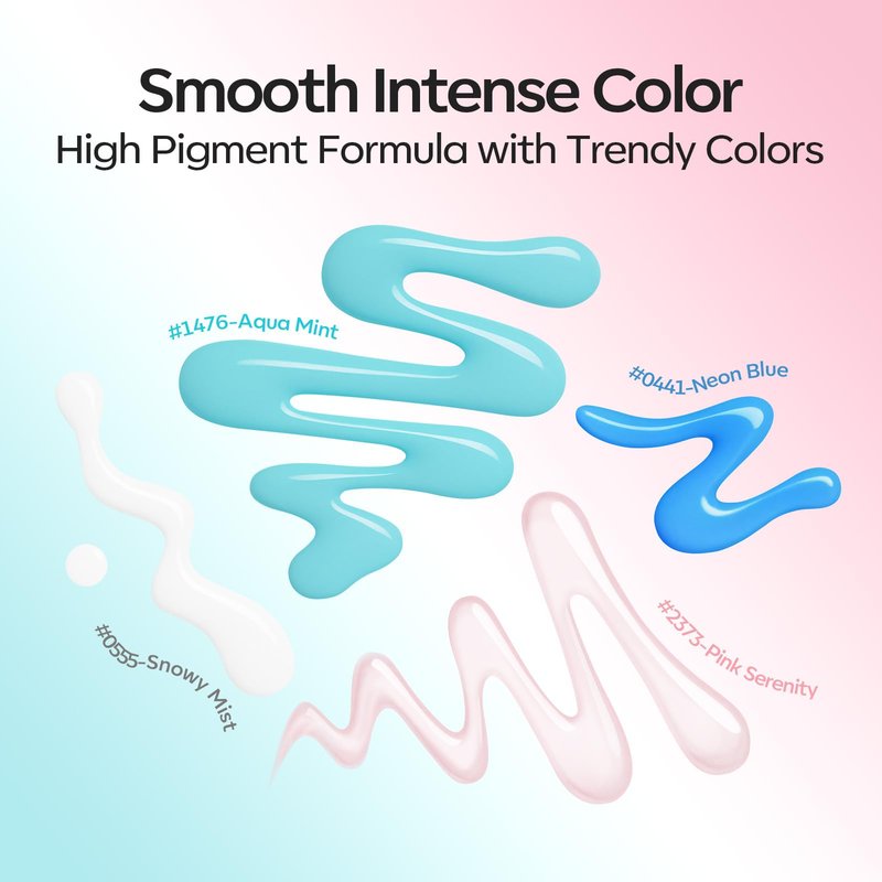 modelones Gel Nail Polish Kit White French Jelly Pink Winter Blue Ocean Gel Polish Set with 10 Pcs Nails Sponge for Ombre & Stickers, 4 Colors Gel Mini Salon Home DIY Trend Manicure Gift for Women