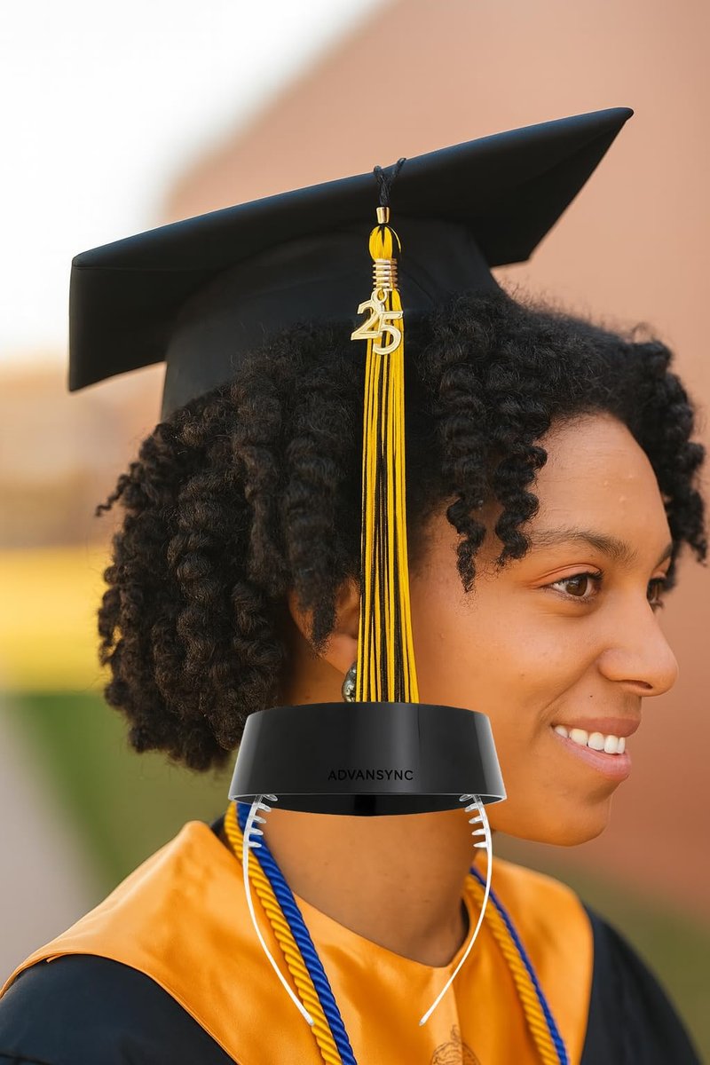 ADVANSYNC GradCapBand DELUXE Graduation Cap Headband (Black and Clear)
