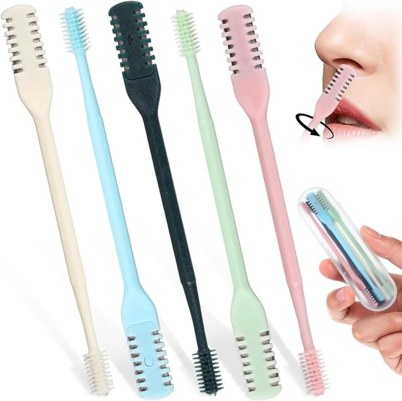 Skiennix 5PCS Nasal Hair Cutter Set - 2026 Upgraded Portable 2-in-1 Double-Sided Nose Trimmer with Cleaning Brush