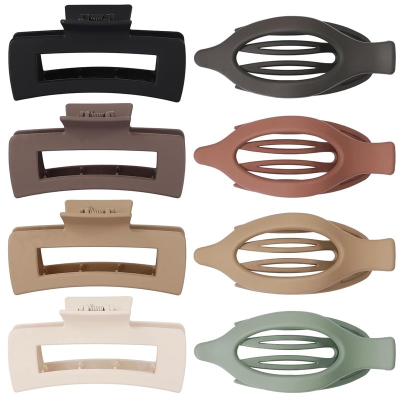 Large Hair Claw Clips for Women - 8 Pcs Square & Flat Hair Clips for Thick or Thin Hair | 4.3 Inch Alligator Hair Accessories