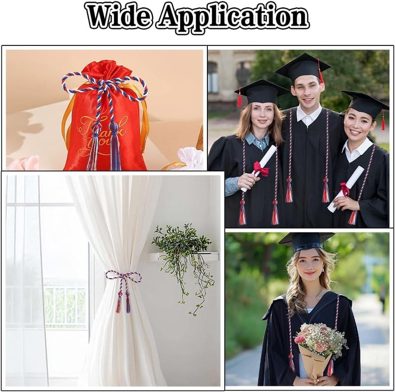 Graduation Cords | Red, Blue & White Honor Cords - 68 Inch Rayon Braided Tassels for 2026 Graduation