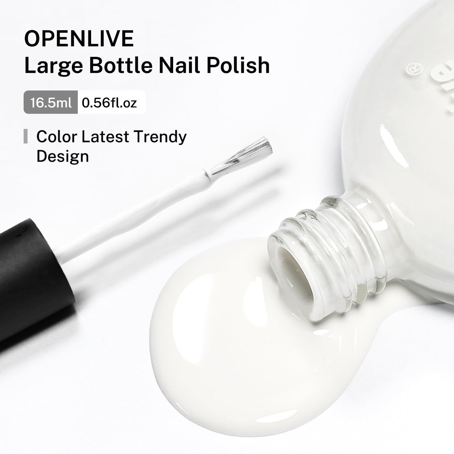 White Nail Polish - 16.5ml Quick Drying & Long Lasting Color | Perfect for DIY Home Manicure & Nail Art
