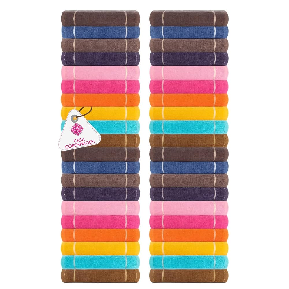 CASA COPENHAGEN - Solid Face Towel Set of 100 -Pieces Pack, Solid Washcloth - Multi Colour