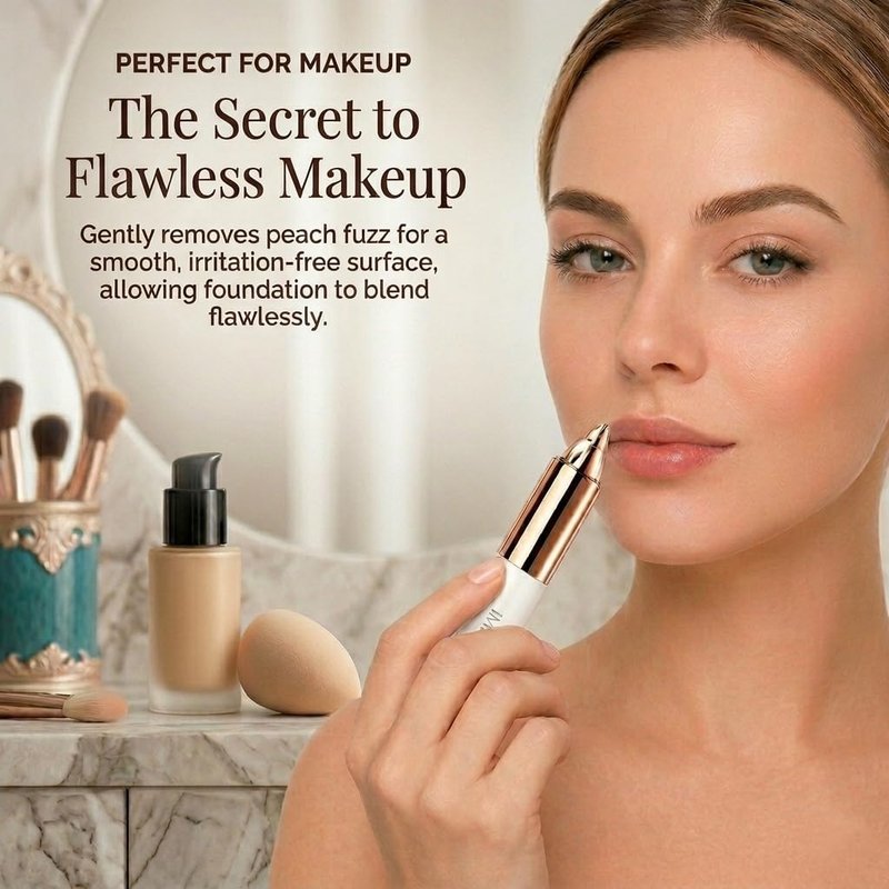 Eyebrow Trimmer for Women - Precise & Painless Electric Razor with LED Light | Travel-Friendly Gold-Plated Design