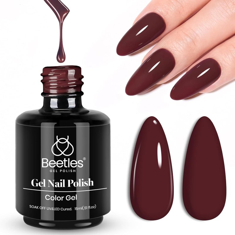 Beetles Burgundy Red Gel Polish - Maroon Dark Plum Color for UV Lamp | 15ml Soak Off Manicure at Home