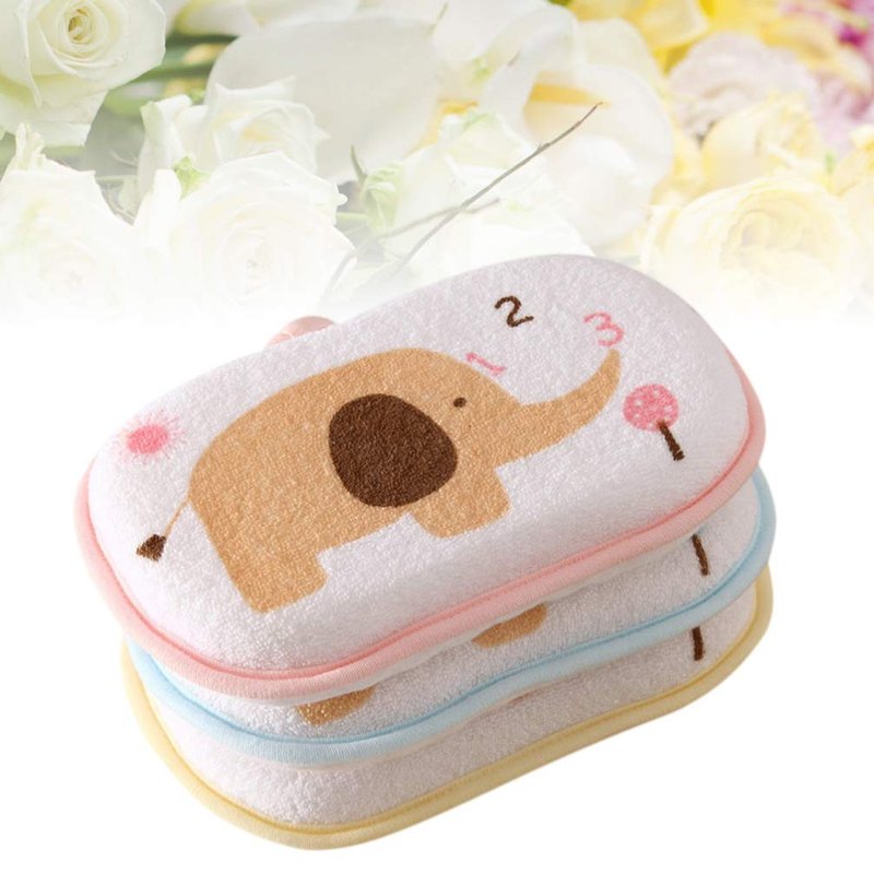 Lurrose 3PCS Baby Bath Sponge Cartoon Elephant Soft Cotton Scrubber Bath Brush Rubbing Towel for Toddler Infant (Mixed Color)