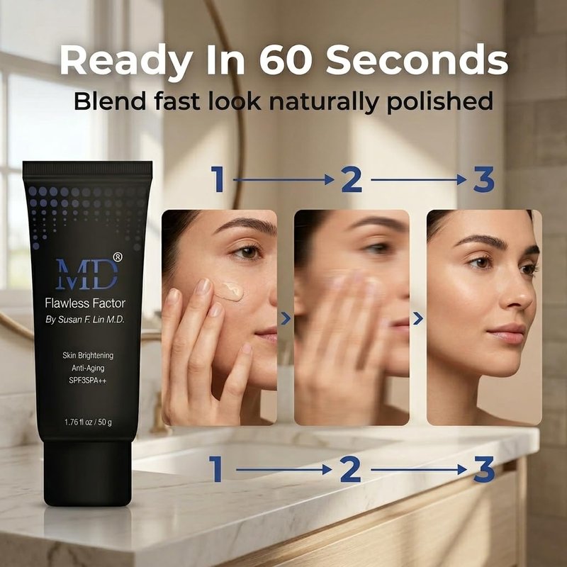MD Flawless Factor BB Cream Sunscreen for Camera-Ready Skin, Brightening Tinted Moisturizer with SPF 35, Waterproof Beauty Balm, 1.76 fl oz
