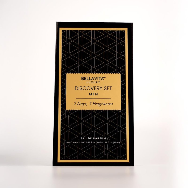Bellavita Luxury Men's Perfume Discovery Gift Set with CEO Man, G.O.A.T., OCEAN, Skai, Gold Oud, White Oud, and Klub | 56ml | Perfume for Men | Woody, Citrus, Fresh, Oriental Scent Profile