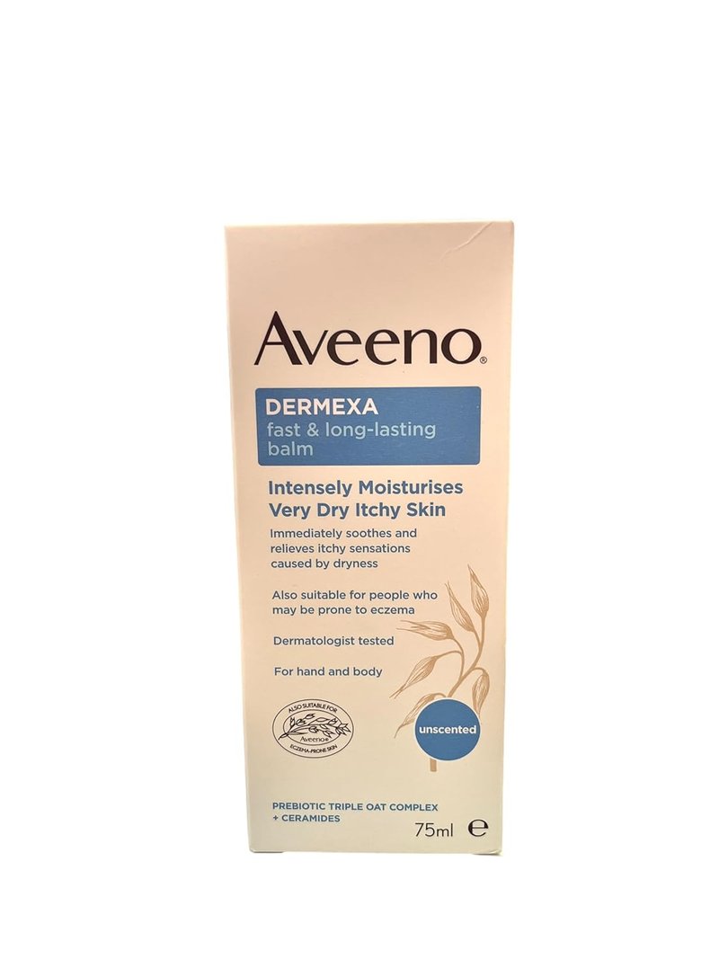 Aveeno Dermexa Balm - Fast-Acting Moisturizer for Very Dry, Itchy, Eczema-Prone Skin | 75 ml