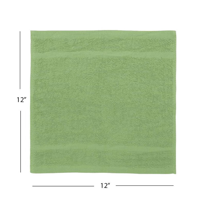 Avalon Towels Cotton Washcloths 24-Pack – 12 x 12 Inch Sage Green Super Soft & Absorbent Ring-Spun Cotton Wash Cloths for Face, Bath, Spa, Gym, Hotel & Cleaning