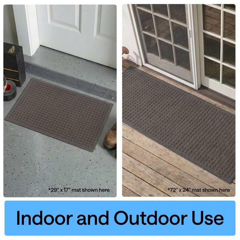 GORILLA GRIP® Ultra Absorbent Front Door Mat Outside Entrance, Traps Dirt and Moisture, HydroABSORB Indoor Outdoor Doormat Holds 1.7 Cups Water, Stain and Fade Resistant Welcome Mat, 29x17 Charcoal