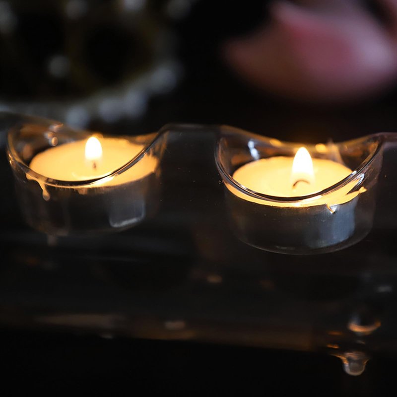 GIYDNEI 1-5 Holes Clear Candle Holders, Crystal Glass Tealight Candlestick Holders for Aromatherapy Wedding Party Home Decor Table Centerpieces,Clear,4 Holes