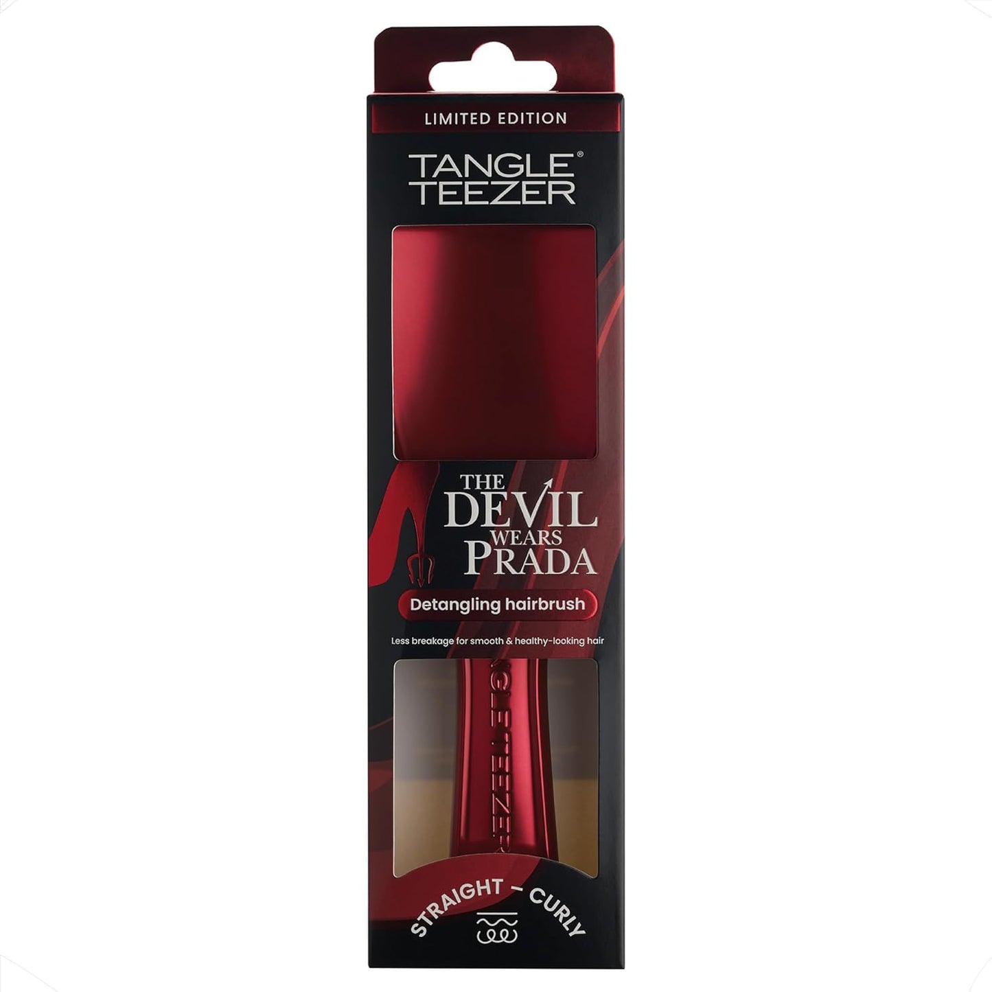 Tangle Teezer Mini Ultimate Detangler Brush - Red Metallic Travel Hair Brush for Straight to Wavy Hair