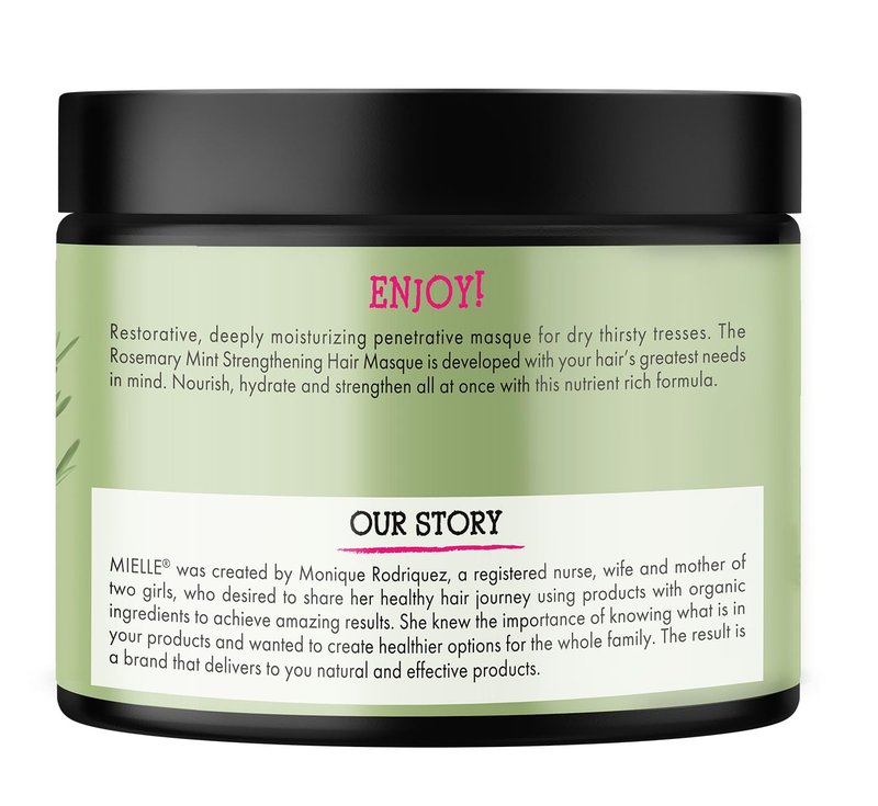 Mielle Organics Rosemary Mint Strengthening Hair Mask, Deep Conditioning Treatment Enriched with Biotin, Honey & Coconut Oil - Helps Encourage Longer, Healthier Strands, 12 Ounce