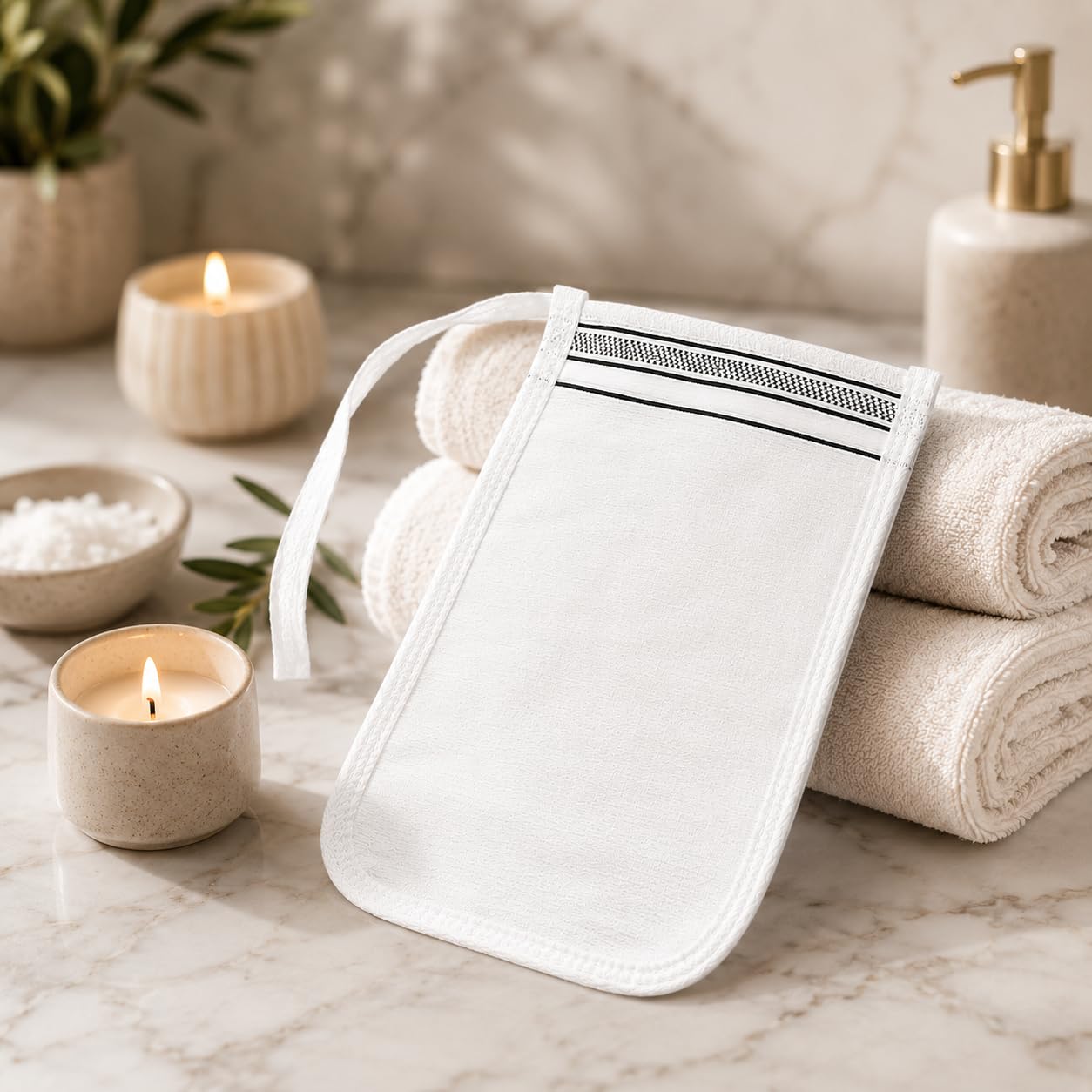 Turkish Hammam Exfoliating Glove, Deep Exfoliation Bath Mitt, Dead Skin Remover for Body and Face (Beige)
