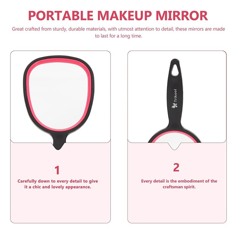 mpowtech Small Handheld Mirror with Handle for Women and Girls - Lightweight Hand Mirrors for Gift - Personal Handle Mirror for Makeup,Travel,Bathroom(6.11" x 2.95'')