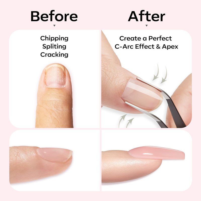 modelones Gel Polish Builder Nail Set, Base Colors Nude Hard Strengthener Rubber Gel Polish 8-in-One Extension LED Nail Lamp Cured 6 Colors