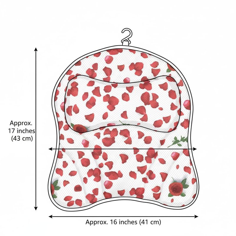 Petalique Luxury Bath & Hot Tub Pillow – Air Mesh Fabric, Quick-Dry with Hanging Loop, Head & Neck Support, Gift-Boxed Rose-Petal Design for Women, Mom, Wife, Girlfriend (Red Rose Petals)