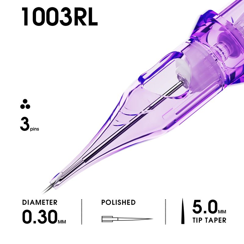 Mast Tattoo Pro2 Tattoo Cartridge Needles, #10 Bugpin 3RL Round Liner, 20 Count Disposable Needles for Rotary Tattoo Machine Pen
