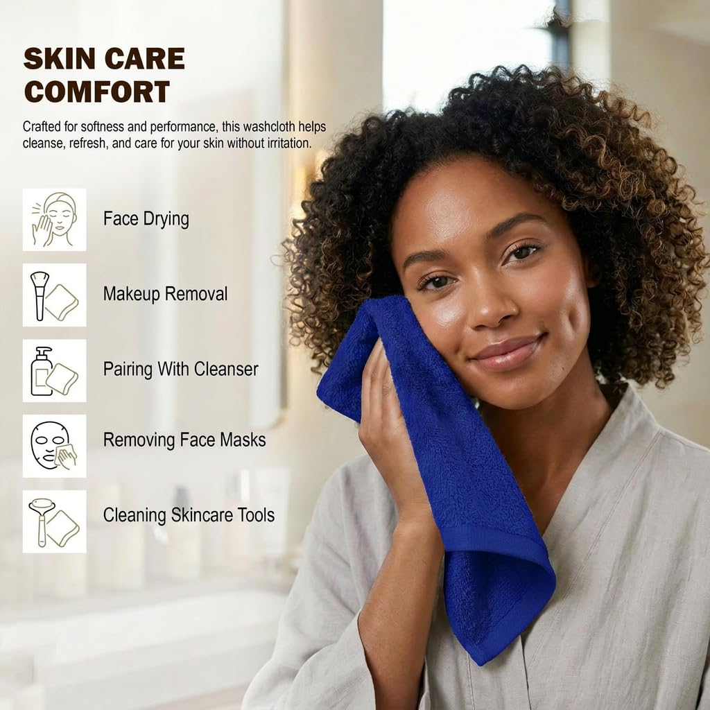 Utopia Towels 24 Pack Cotton Washcloths Set, 100% Ring Spun Cotton, Premium Quality Flannel Face Cloths, Highly Absorbent and Soft Feel Fingertip Towels, Royal Blue