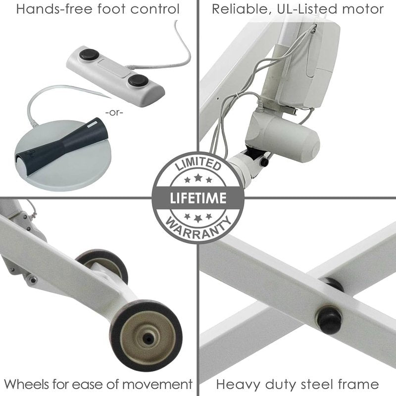 EarthLite Ellora Electric Lift Massage Table - Manual Tilt, Made in USA, 32" x 73", Vanilla Crรจme