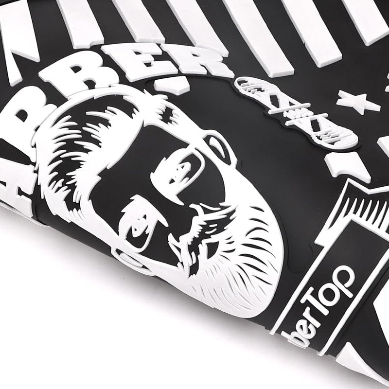 Barber Clipper Mat, Rubber Scissors Salon Mat, 17.72 x 11.81 inches, Heavy Duty Rubber Barber Table Pad, Heat-resistant Styling Station Mat (Black)