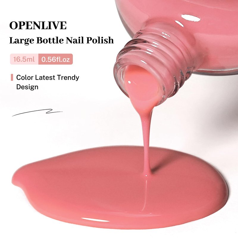 OpenLive 16.5ml Jelly Pink Nail Polish Large Volume Quick Dry Nail Polish, Long Lasting Shine, Fingernail Toenail Nail Art DIY Home Travel Nail Art Gift