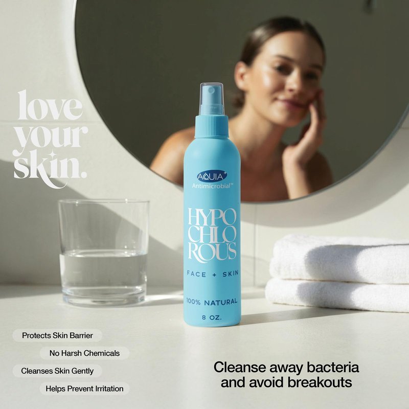 Hypochlorous Acid Spray for Face and Skin; Facial Cleanser | 8oz Face Mist Hypochlorous Acid Spray for Skin, Acne, Rash, Eczema, Wound | Antimicrobial Facial Cleanser Acne Sprays; Smart Skincare