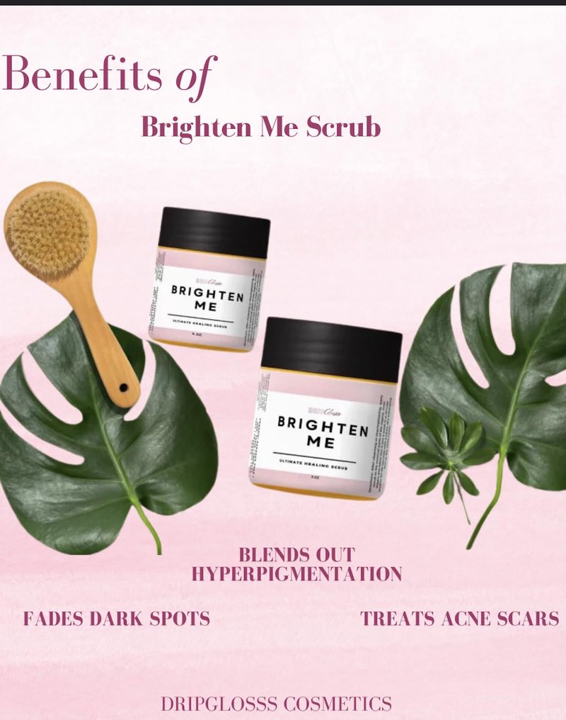 Dripglosss Brighten Me Scrub – Turmeric Sugar Scrub for Bikini Line & Inner Thighs – Fades Dark Spots, Ingrown Hairs, & Discoloration – Gentle Exfoliant for Sensitive Skin (8 oz)