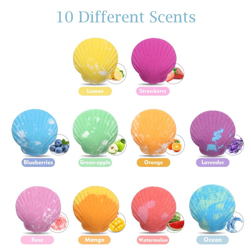 Bath Bombs for Kids with Toys Inside for Girls Boys - 10 Handmade Bubble Bath Fizzies Bomb with Surprise Sea Animals Toys, Easter Birthday Christmas Gift Set for Kids