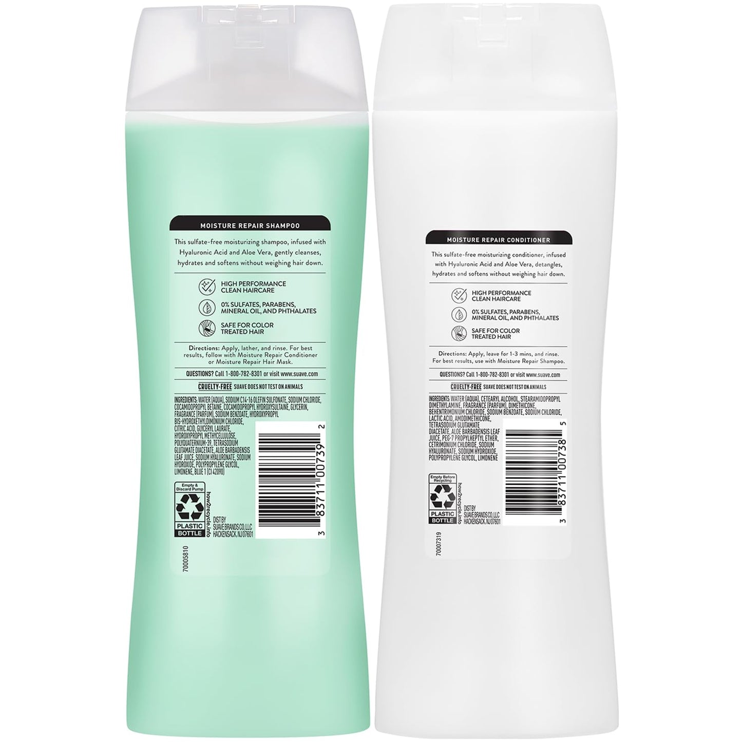 Suave Moisture Repair Sulfate-Free Shampoo & Conditioner Set – Lightweight, Hydrating Hair Treatment for Dry, Damaged Hair, 12.6 Oz Ea
