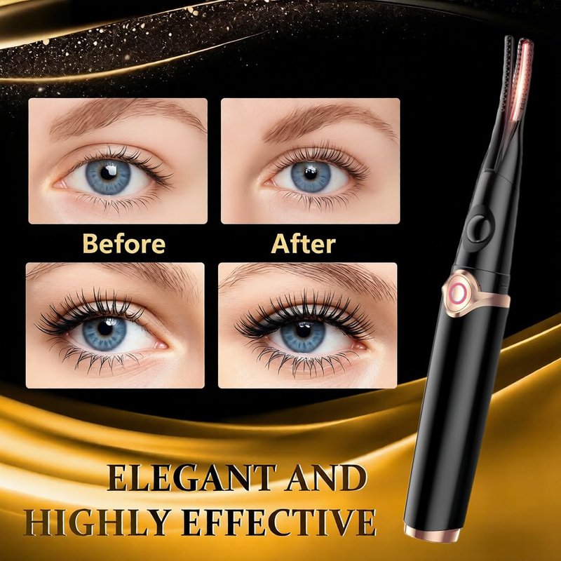 Heated Eyelash Curler - 2-in-1 Clip-Type Design, 3 Temperature Modes, USB Rechargeable Electric Eyelash Curler, Natural Curling 24H Long-Lasting Curl, Gift for Women & Girls, Shiny Black C