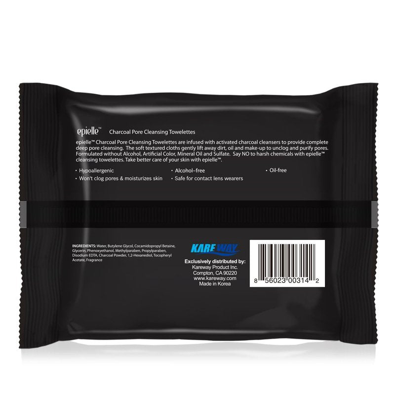 Epielle Charcoal Makeup Remover Wipes, Purifying & Detoxifying, Pore Cleaning Facial Cleanser Towelettes, Remove Dirt, Oil, Waterproof Mascara, Stocking Stuffers, 30 Count (Pack of 2)