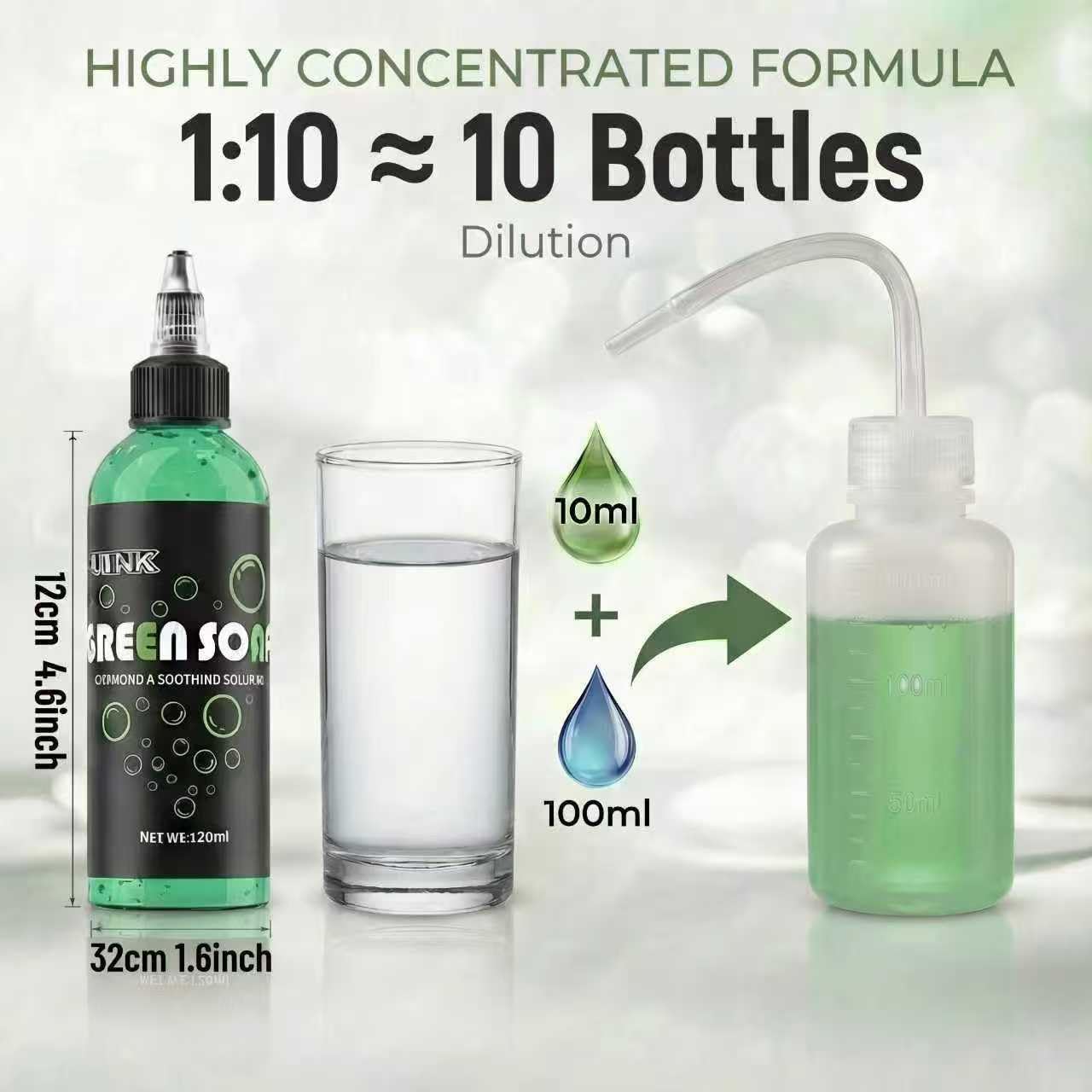 ZUFIO Green Soap for Tattoos - GreenTattoo Soap 4OZ with Foaming Bottle 120ml, Tattoo Supplies for Tattoos Piercings, Clean Skin Equipment