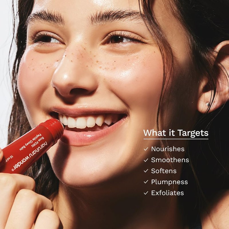 haruharu wonder Rose PDRN Peptide Glowy Balm, Instant Moisture, Repairs Dry Cracked Lips, 24HR Moisture, No Waxy Finish, Vegan, Silicon Free, Micro Plastic Free, Tint-free, 0.33 fl.oz