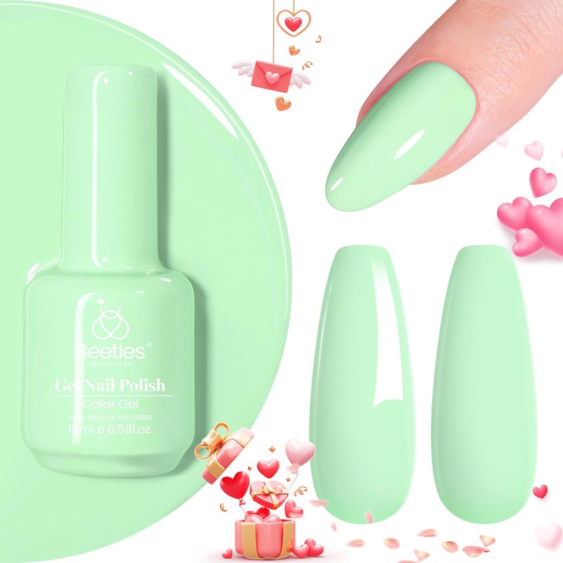 Beetles Mint Green Gel Nail Polish, 15ML Green Gel Polish, Soak off Uv Led Nail Lamp Bright Summer Nails Art Manicure Salon Salon DIY