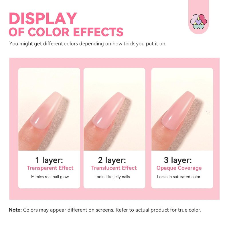 SAVILAND Nail Strengthener & Ombre Nail Polish Set - 15ml Pink Strengthener + 6 Colors: Charm Pink, Blue, Gold, Purple