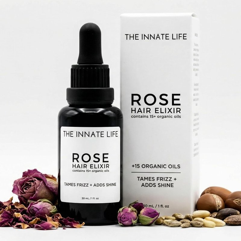 Rose Hair Elixir - Organic Argan, Jojoba & Black Cumin Blend for Hair Repair & Growth | 30ml Scalp Treatment